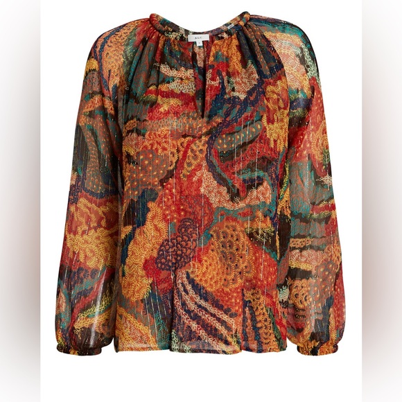 A.L.C. Dana silk blend multicolor top NWT 4 - Picture 2 of 6